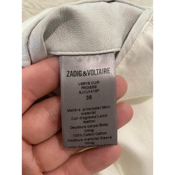 Zadig & Voltaire Verys Creased Leather Jacket in Natural - Picture 15 of 15